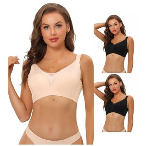 INSPIRE CHIC Women's Available Adjustable Strap Minimizer Full Coverage Mesh Underwire Bra 3 Packs - 1 of 4