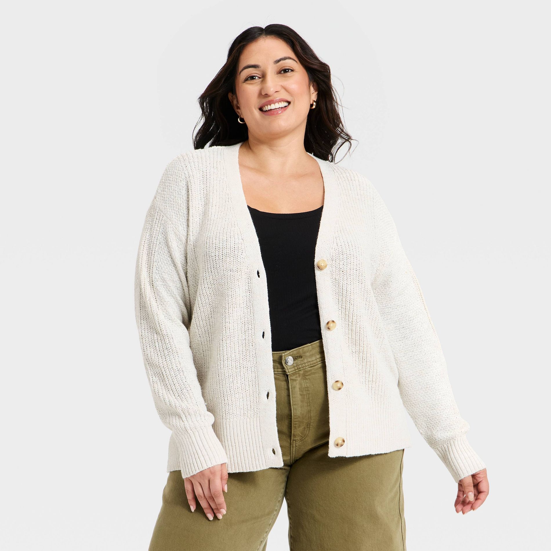 Women's Textured Stitch Button-Front Cardigan Sweater - Ava & Viv™