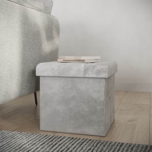 Storage Ottoman Velvet Tufted Footrest Toy Chest or Storage Organizer with Removable Lid for Bedroom Kids Room or Dorm by Lavish Home Gray