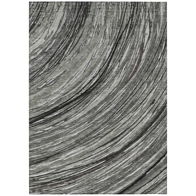 Taupe Charcoal And Ivory Abstract Washable Indoor Outdoor Area Rug