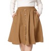 Agnes Orinda Women's Plus Size Elastic High Waist Button Front Pockets Midi Corduroy A Line Skirts - 2 of 4