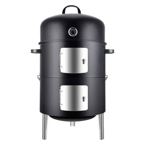 Costway3-in-1 Vertical Charcoal Smoker Portable BBQ Smoker Grill with  Detachable 2 Layer