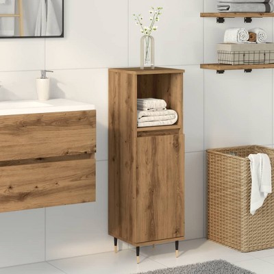 vidaXL Bathroom Cabinet Artisan Oak Engineered Wood, Iron Tall