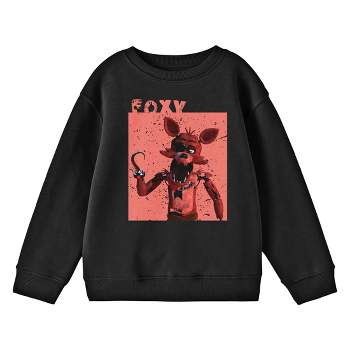 Five Nights At Freddy's Foxy In A Red Box Youth Black Crew Neck Sweatshirt