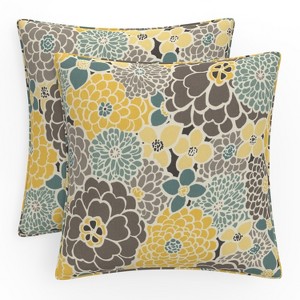 2-Piece Outdoor Square Throw Pillows - Lois - Pillow Perfect - 1 of 4