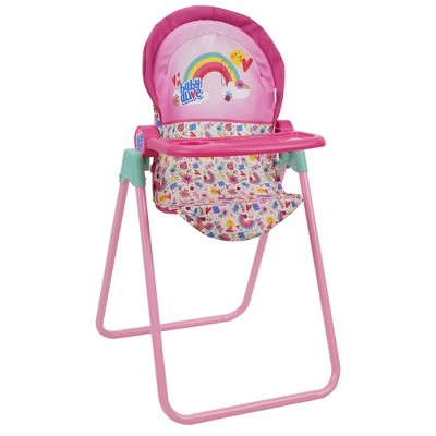 Baby Alive Pink and Rainbow Doll Highchair Set with Feeding Accessories