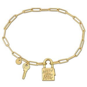 EVERLY JEWELRY | Yellow Plated Sterling Silver White Paper Clip Link Bracelet, 7.5-inch - 1 of 4