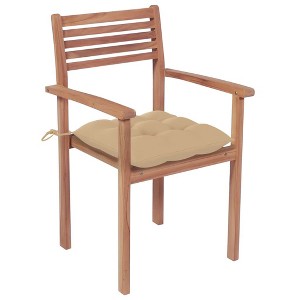 vidaXL Patio Chair Set of 6 Beige Fine sanded teak hardwood Medium - 1 of 4