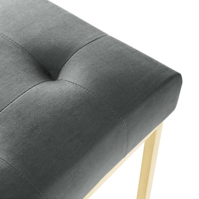 Gray Velvet Tufted Dining Chair with Gold Stainless Steel Base