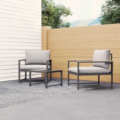 3pc Metal Conversation Set with Seat Cushions - Brookside Home