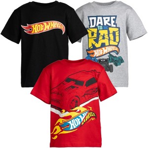 Hot Wheels 3 Pack Graphic T-Shirts Gray/Black/Red - 1 of 4