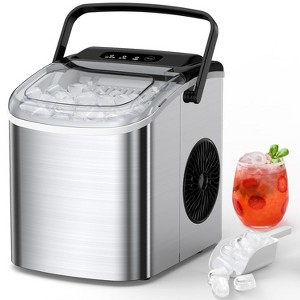 ZAFRO Ice Maker Countertop, Portable Ice Machine with Self-Cleaning, 26.5lbs/24Hrs, 9 Bullet Ice Cubes in 6 Mins, Ice Basket and Scoop, Ideal for Home - 1 of 4