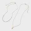 14K Gold Dipped Beaded Initial Necklace Set 2pc - A New Day™ Gold/Marron - 2 of 4