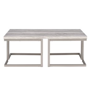 David Cocktail Metal Table Gray Driftwood - Steve Silver Co.: Rustic Iron Base, Laminated MDF - 1 of 4