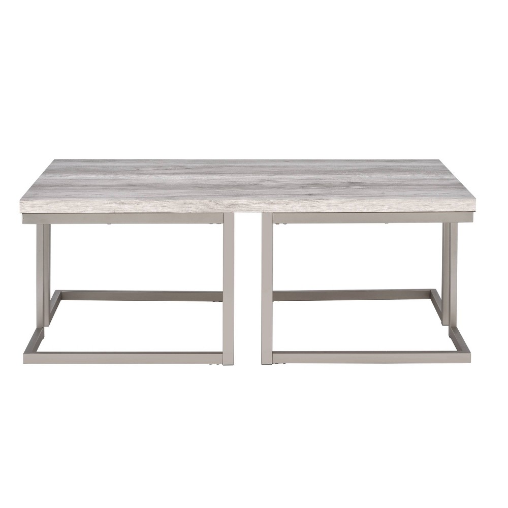 Photos - Coffee Table David Cocktail Metal Table Gray Driftwood - Steve Silver Co.: Rustic Iron