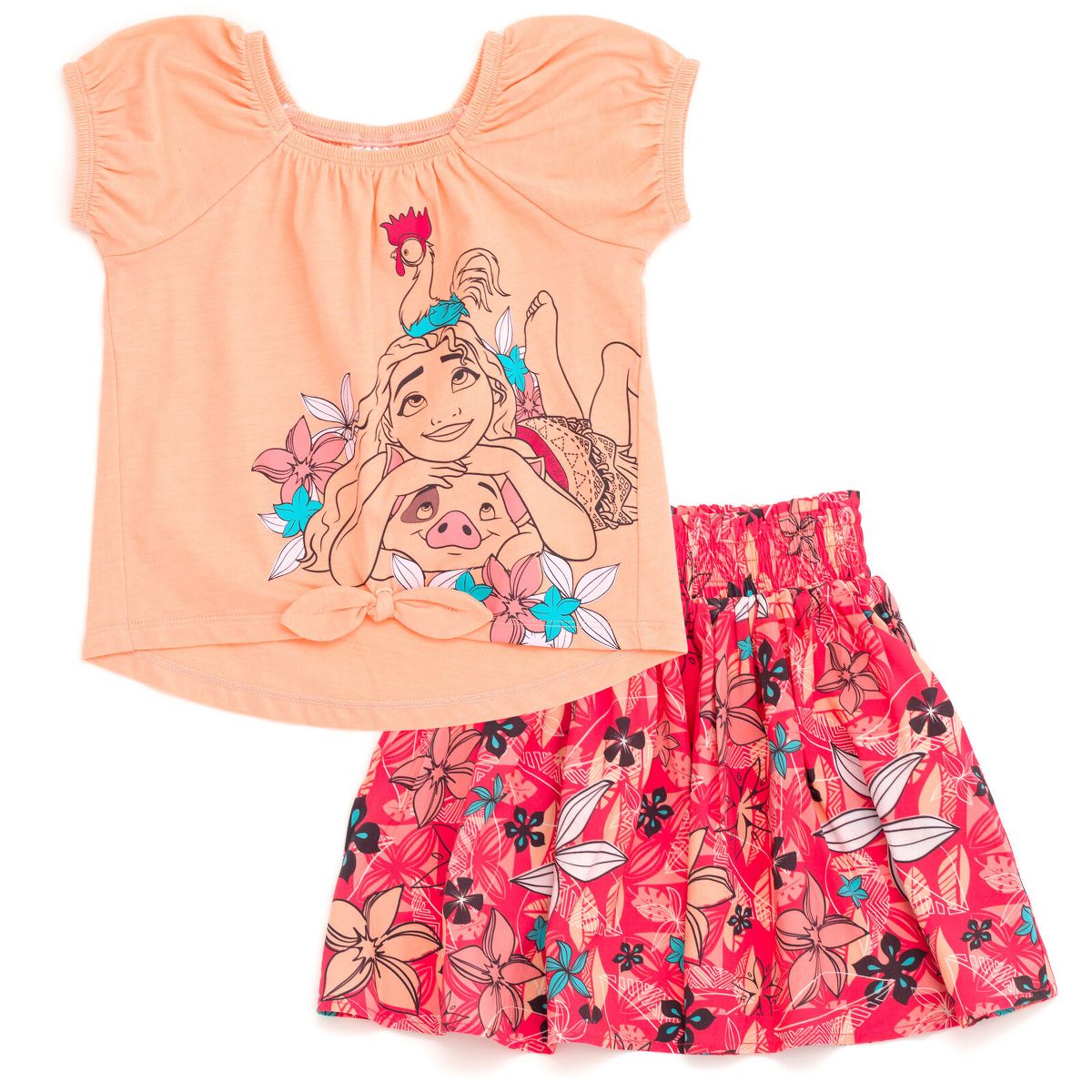 Disney Square Neck T-Shirt and Skirt Outfit Set