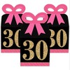 Big Dot of Happiness Chic 30th Birthday - Pink, Black and Gold - Square Favor Gift Boxes - Birthday Party Bow Boxes - Set of 12 - 2 of 4