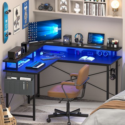 Aheaplus L Shaped Computer Desk with USP Port and Power Outlet