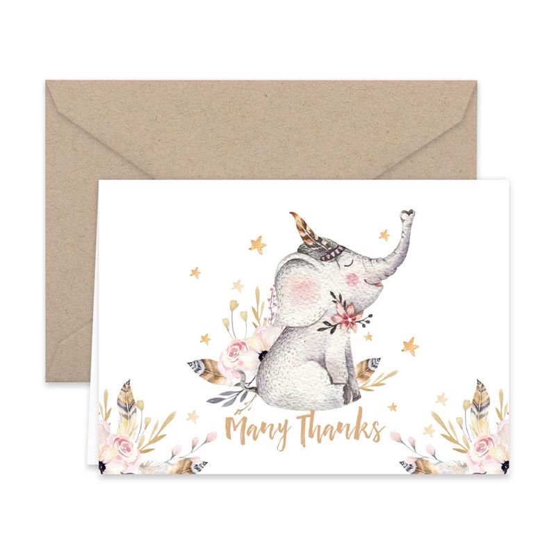 Paper Frenzy Woodland Animals Thank You Note Cards and Kraft Envelopes 24 pack, 2 of 6