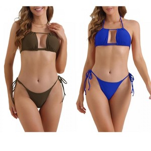 INSPIRE CHIC Women's Halter Push-Up Bikini Sets Tie Side Triangle Bottoms Swimwear Bathing Suits 2 Sets - 1 of 4