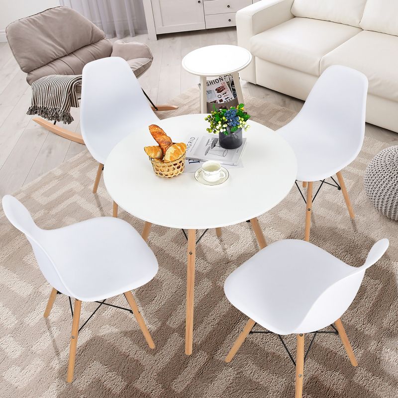 Costway Dining Table Round White Modern Dining Table 31.5'' W/Solid Wooden Leg For Kitchen, 3 of 11