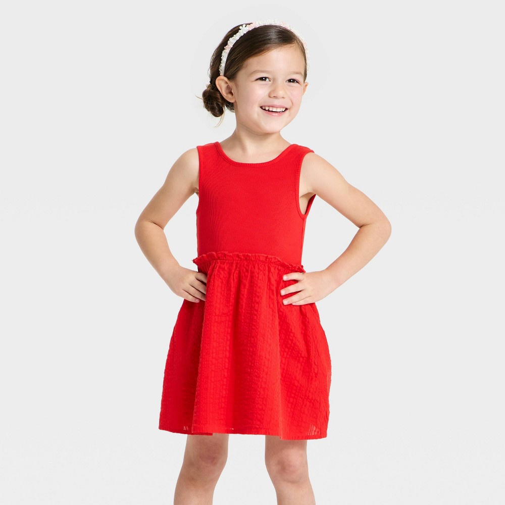 Toddler Girls' Tank Woven Dress - Cat & Jack™ Red 4T