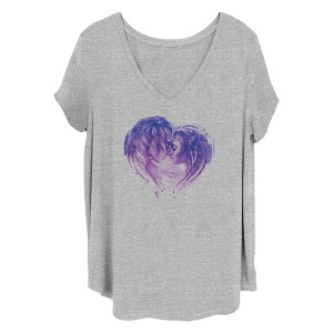 Women's Avatar Neytiri and Jake Sully Watercolor Heart T-Shirt - 1 of 4
