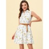 INSPIRE CHIC Women's Floral Sleeveless Half Placket Mini Belted Summer Dress - 4 of 4