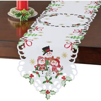 Collections Etc Lovely Snow Family Table Topper