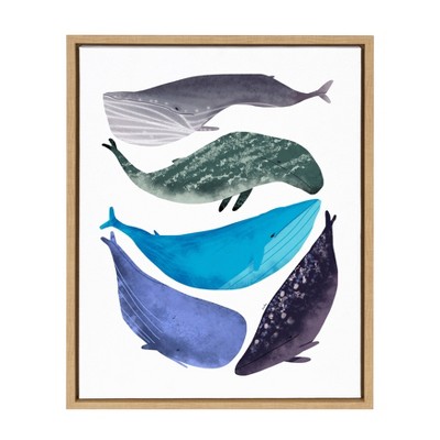 18" x 24" Sylvie Whales Framed Canvas by Lida Larina Natural - Kate and Laurel