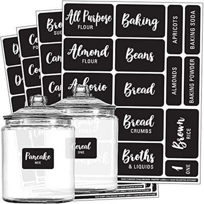 Talented Kitchen 128 Pack Black Chalkboard Pantry Labels, Food Label Sticker, Kitchen Container Organization and Storage Decal