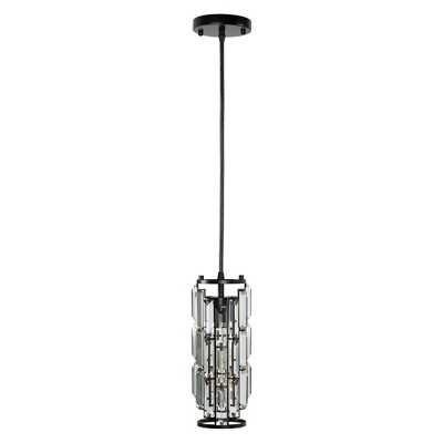 DORESshop 1-Light Black Modern Mini Cylinder Pendant Light Transitional Crystal Pendant Ceiling Light