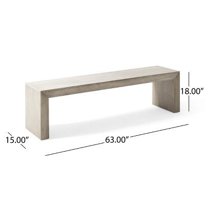 Countryside Charm Acacia Wood Bench in Light Gray Oak