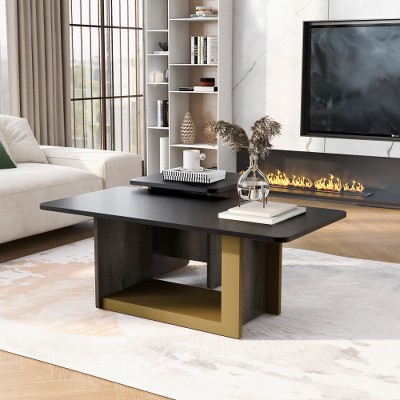 LIVAREEmlen Modern Light Luxury Coffee Table Set of 2, Small Square Coffee End Table with Spacious Top, Center Table for Living Room