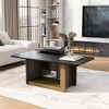 ACEPANO Set of 2 Modern Small Square Coffee End Table with Spacious Top-Black - 2 of 4