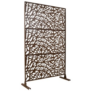 Grungis 76" H×48" W Freestanding Privacy Fence with Irregular Hollow Pattern,Outdoor Privacy Screen for Balcony,Patio,Garden - 1 of 4
