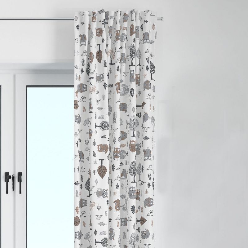 Bacati - Owls in the Woods Beige/Grey Curtain Panel, 1 of 5