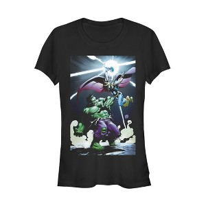 Juniors Womens Marvel Hulk Battles Thor Scene T-Shirt - 1 of 3