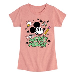 Girls' - Disney - Mickey Mouse School Icons Fitted Short Sleeve Graphic T-Shirt - 1 of 4