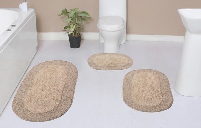 Double Ruffle Collection Cotton Ruffle Pattern Tufted Set of 3 Bath Rug Set - Home Weavers