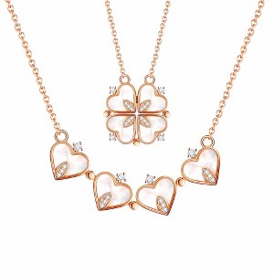 4 Leaf Clover Heart Pendant Necklace for Women Magnetic Sterling Silver Ginger Lyne Collection - 1 of 4