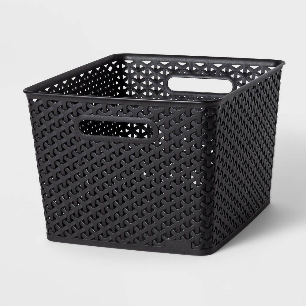 Large Y-Weave Decorative Storage Basket Black - Room Essentials