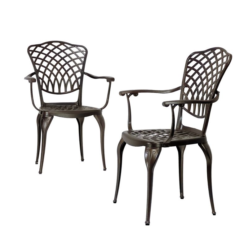 Kinger Home 2-Piece Outdoor Patio Chairs Set for 2, Cast Aluminum Patio Furniture Chairs, Patio Seating, Bronze, 2 of 9