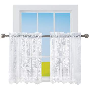Collections Etc Lacey Embroidered Lace Curtains
