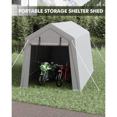 Carport Storage Shed,Portable Garage with Roll-up Zipper Door,Heavy Duty Waterproof Tarp,Storage for Motorcycle,Bike, Firewood,Garden Tools