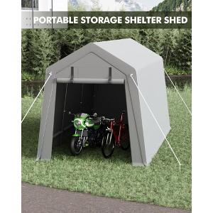 Carport Storage Shed,Portable Garage with Roll-up Zipper Door,Heavy Duty Waterproof Tarp,Storage for Motorcycle,Bike, Firewood,Garden Tools - 1 of 4