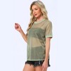 INSPIRE CHIC Women's Mesh Short Sleeve Cover Up See Through Sheer Tops - 2 of 4