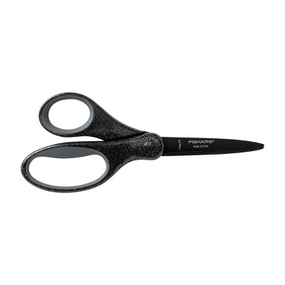Fiskars 7'' NonStick Softgrip Scissors Black Sparkle: Stainless Steel, Lifetime Warranty, 7 Inch School Tool