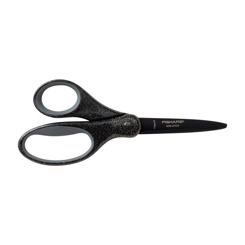 ( case of 6 pcs) Fiskars 7'' NonStick Softgrip Scissors Black Sparkle