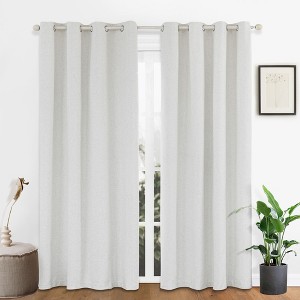 Awesome Home  100% Blackout Linen Blend Texture Grommet Curtain Pair(2 Panels) - 1 of 4